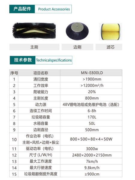 新型全封闭自卸式隆子扫地机MN-E800LD